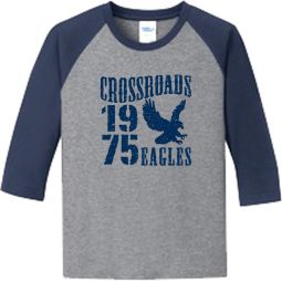 Adult/Youth Core Blend 3/4-Sleeve Tee, Athletic Heather/ Navy